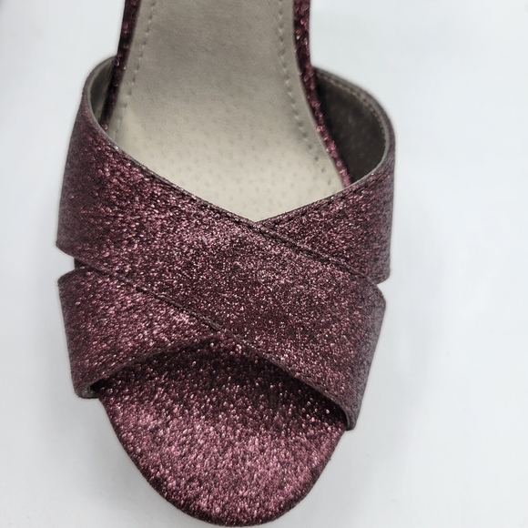 Guess Jordie Metallic Glitter Dark Purple Dress Sandals 8 - Picture 7 of 11